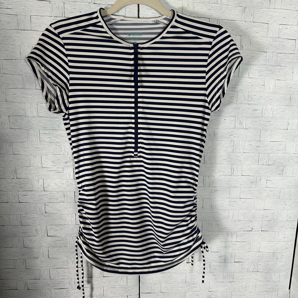 Carve Designs women's athletic top 3/4 zip drawstring side roosted nautical